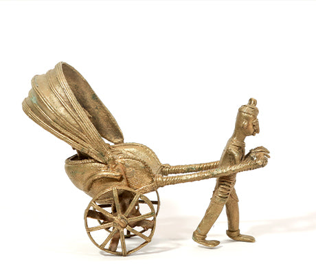 Dokra Craft Hand Pulled Rickshaw from Burdwan - ArtisanSoul