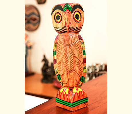 Wooden Owl (Pancha) from Burdwan - 15 Inches - ArtisanSoul