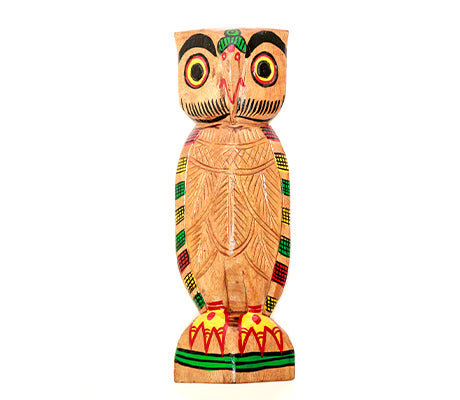 Wooden Owl (Pancha) from Burdwan - 15 Inches - ArtisanSoul