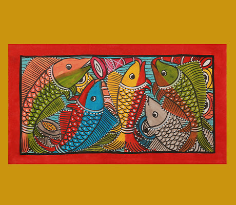 Pattachitra Painting on Handmade Paper - 14 x 8 inches - ArtisanSoul