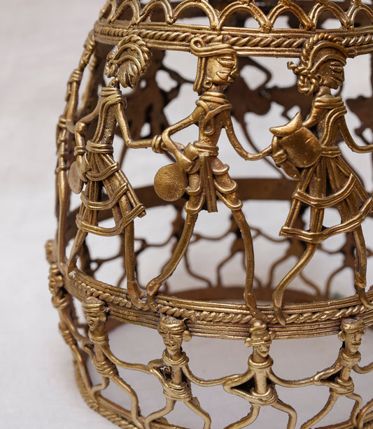 Authentic Dhokra Craftt from Chhattisgarh Lamp Shade - ArtisanSoul