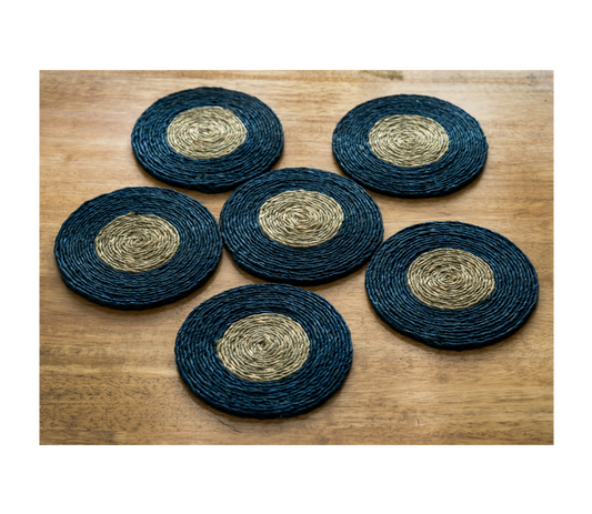 Coaster Set of Sabai Grass - Blue & Natural - ArtisanSoul