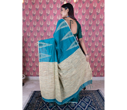 Handloom Gheecha Saree - Green - ArtisanSoul