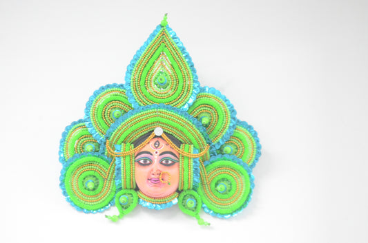 Chhau Mask - Durga Face Green - ArtisanSoul