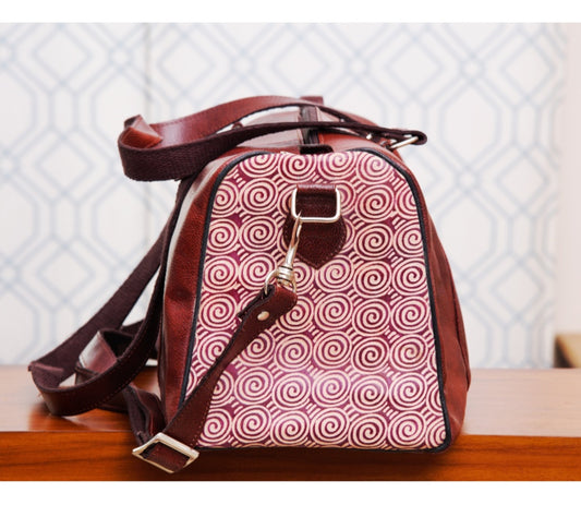 Pure leather Duffle Bag from Bolpur - Spiral Designs - ArtisanSoul