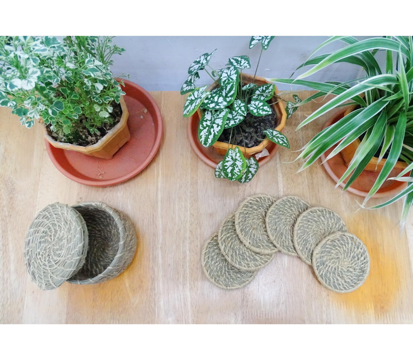 Coaster Set of Sabai Grass from Odisha - Natural - ArtisanSoul