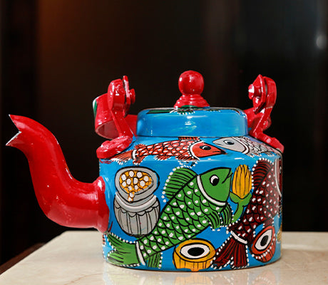 Pattachitra on Kettle - Marriage of Fishes - ArtisanSoul