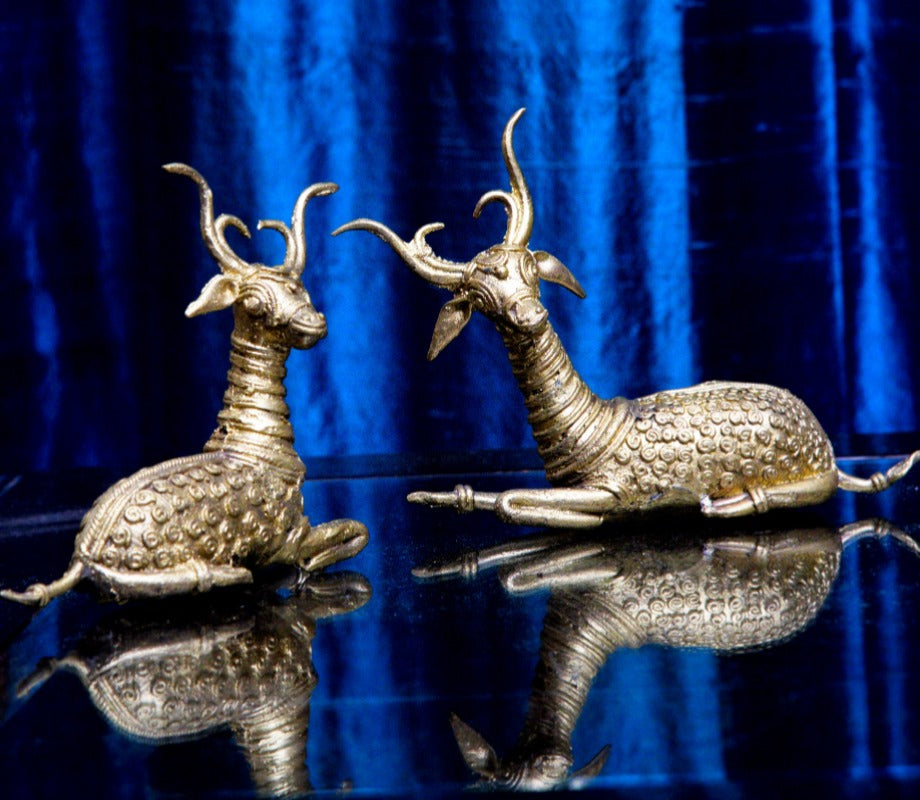 Authentic Dokra Craft from Bengal - Deer Pair - ArtisanSoul