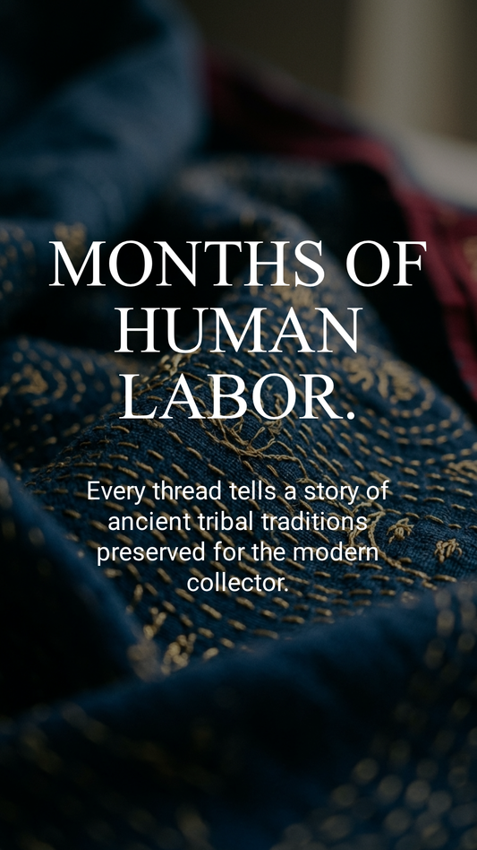 Handmade Kantha stitch stole with intricate embroidery showcasing traditional Indian craftsmanship