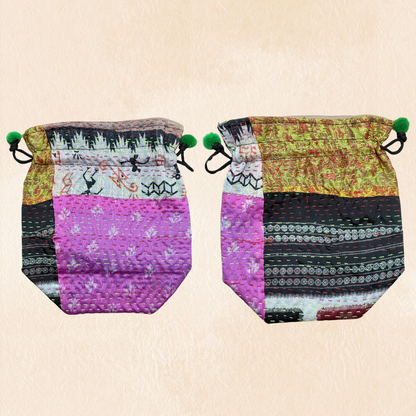 Handcrafted Kantha Stitch Baul Batua – Ethnic Coin Purse or Accessory Bag - ArtisanSoul