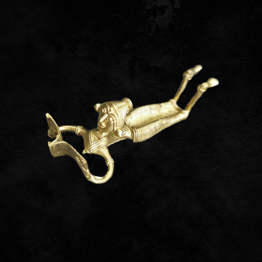 Dokra Brass Woman Reading Figurine – Handmade Tribal Art Sculpture - ArtisanSoul