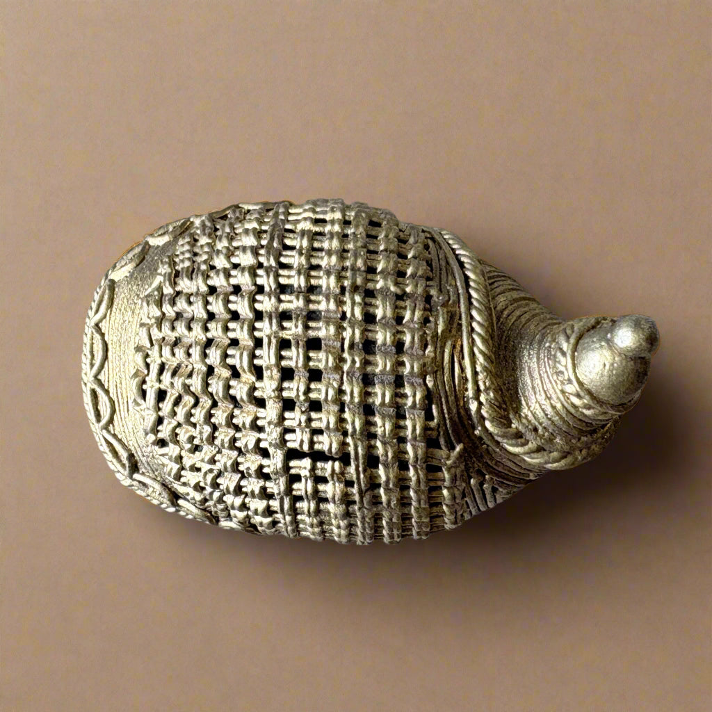 Handmade Brass Snail Paperweight – Dokra Tribal Art from Odisha - ArtisanSoul