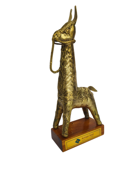 Dokra Brass Horse Figurine – Handmade Tribal Art Sculpture for Home Decor