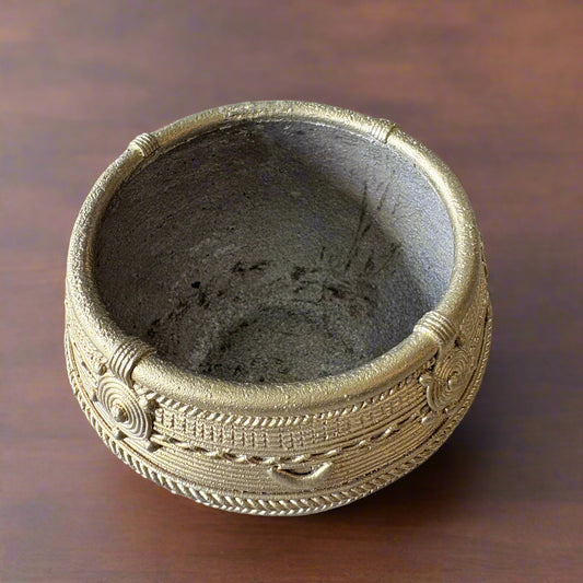 Dokra Brass Tribal Measuring Bowl – Handcrafted Art from Odisha - ArtisanSoul