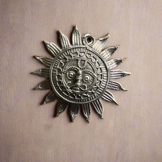 Dokra Brass Sun Wall Hanging – Medium Size Handmade Decor - ArtisanSoul