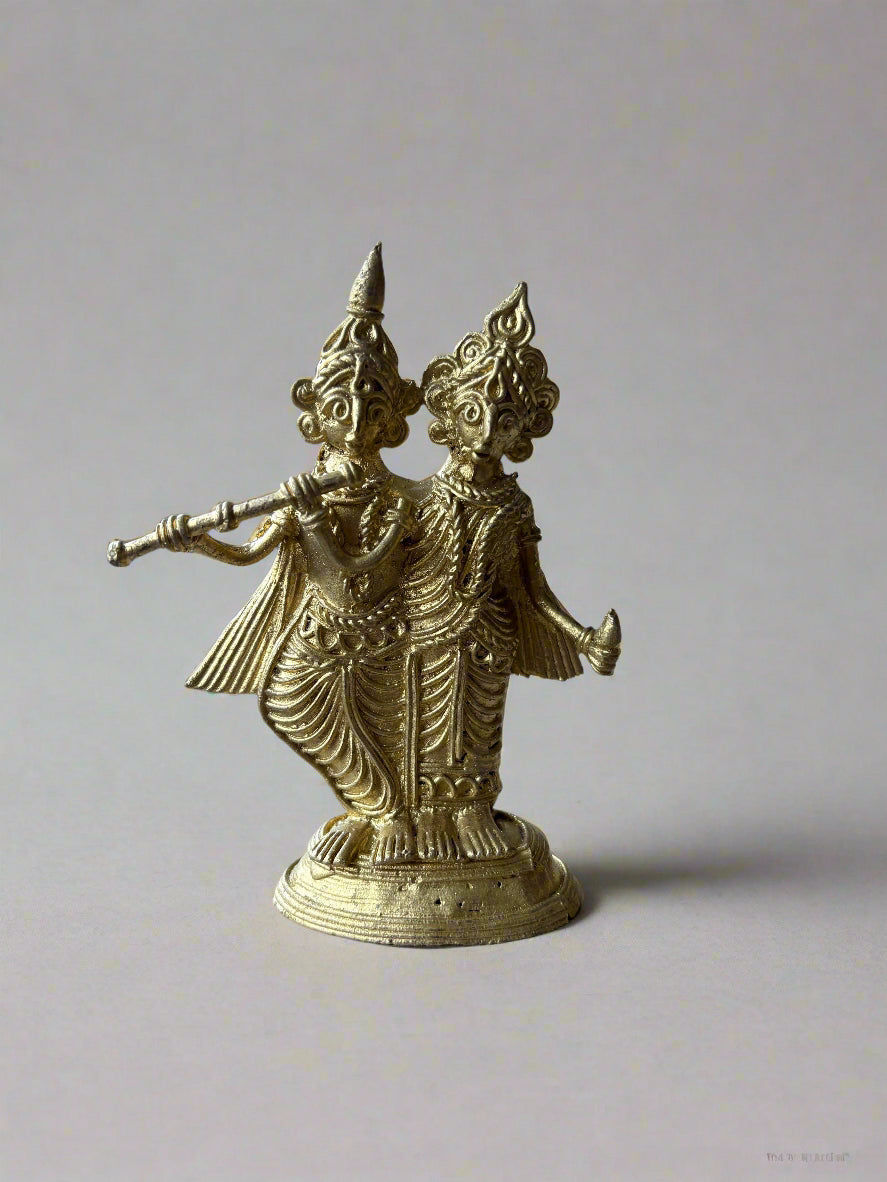 Dokra Radha Krishna Brass Idol – Handcrafted Tribal Art from Bankura - ArtisanSoul