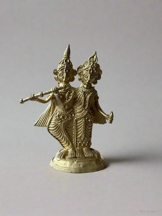 Dokra Radha Krishna Brass Idol – Handcrafted Tribal Art from Bankura - ArtisanSoul