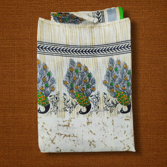 Madhubani Print Silk Stole – Handcrafted Peacock Design Dupatta - ArtisanSoul
