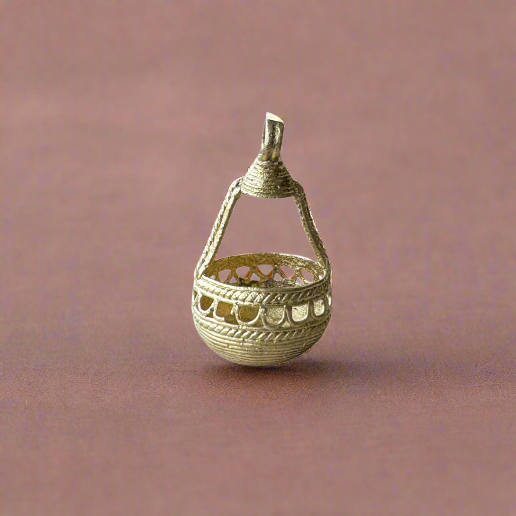 Small Dokra Brass Ektara Pendant Keyring – Handcrafted Tribal Art - ArtisanSoul