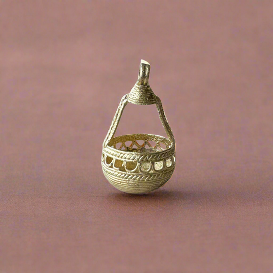 Small Dokra Brass Ektara Pendant Keyring – Handcrafted Tribal Art - ArtisanSoul