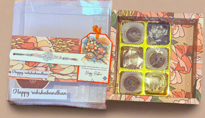 Rakhi Gift Box with 6 Chocolates, Roli-Chawal & Designer Rakhi - ArtisanSoul