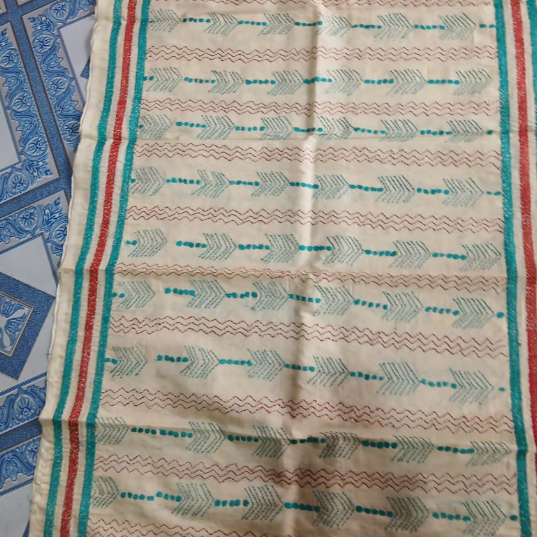 Mixed Tussar Silk Embroidered Stole for Women – Handloom Dupatta with Floral Design - ArtisanSoul