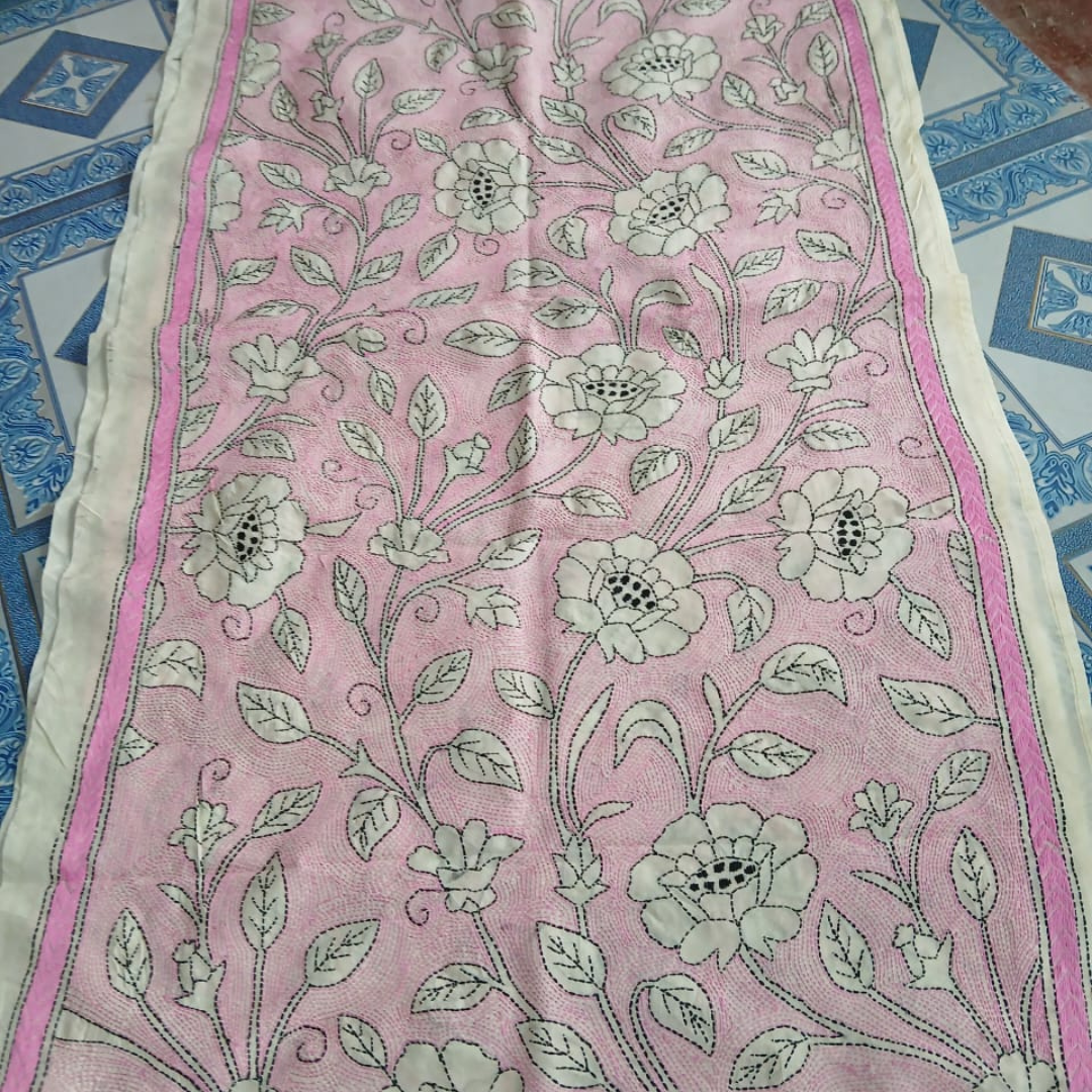 Mixed Tussar Silk Embroidered Stole for Women – Handloom Dupatta with Floral Design - ArtisanSoul
