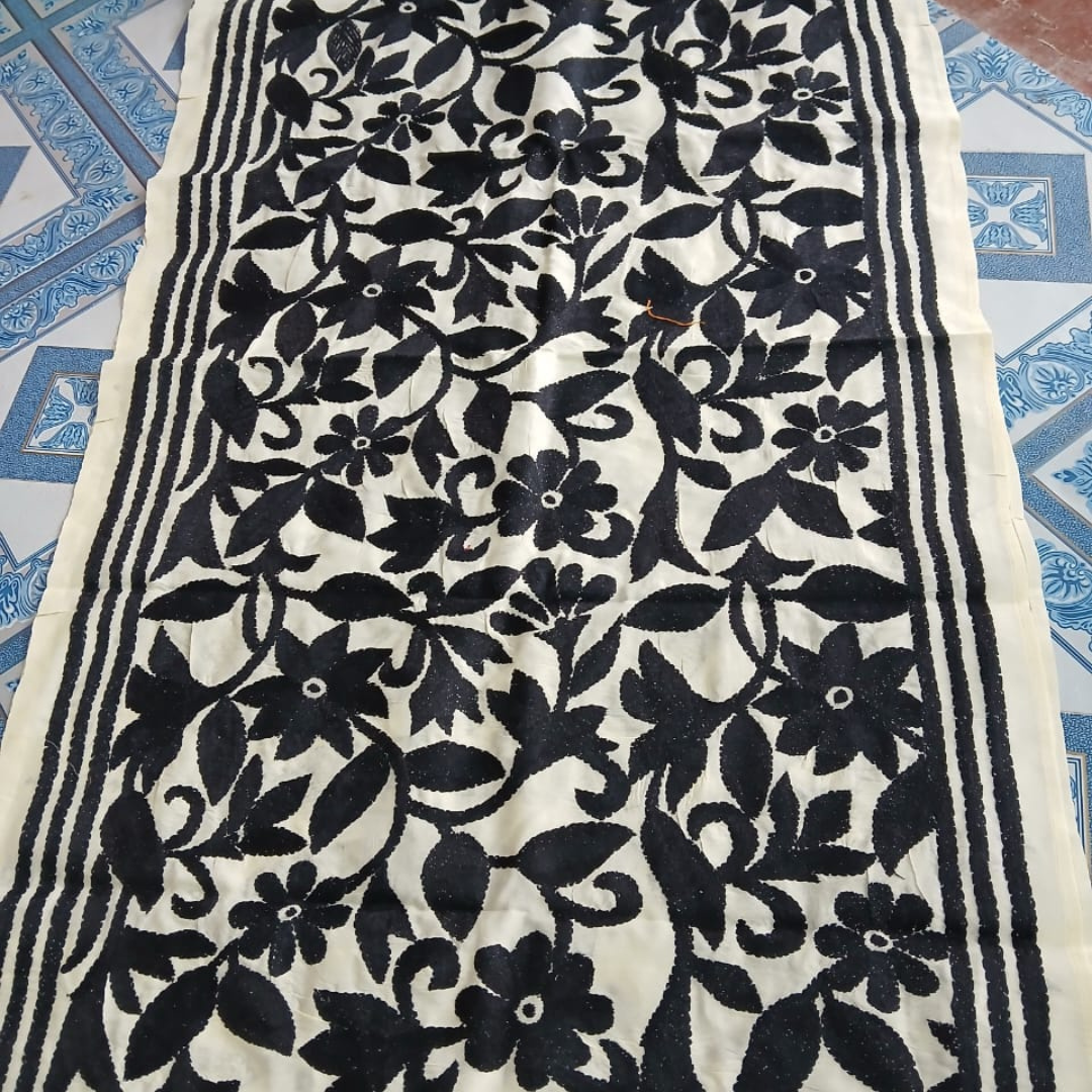 Mixed Tussar Silk Embroidered Stole for Women – Handloom Dupatta with Floral Design - ArtisanSoul
