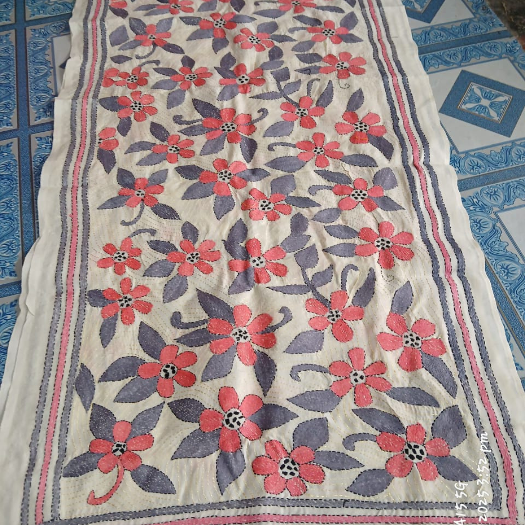 Mixed Tussar Silk Embroidered Stole for Women – Handloom Dupatta with Floral Design - ArtisanSoul