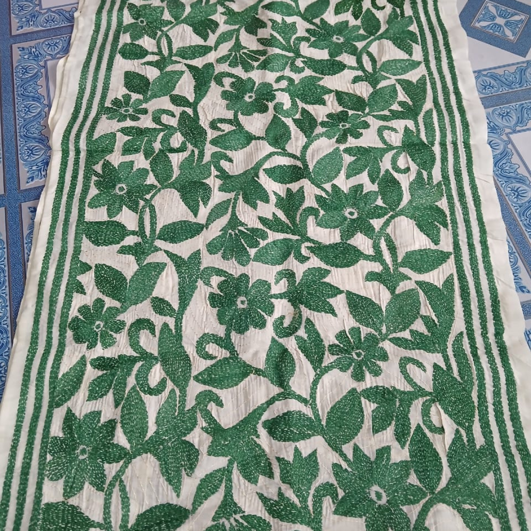 Mixed Tussar Silk Embroidered Stole for Women – Handloom Dupatta with Floral Design - ArtisanSoul