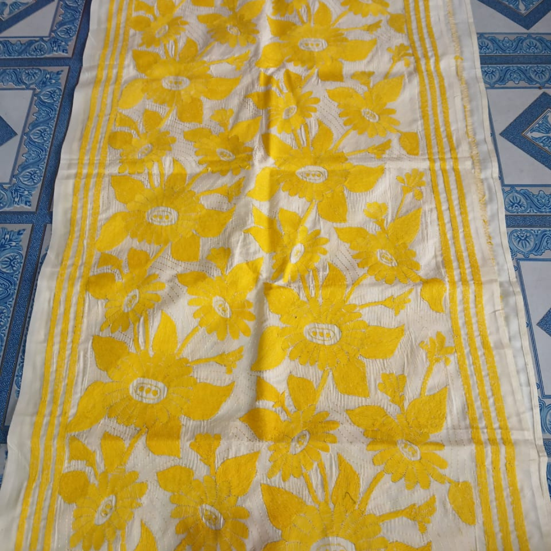 Mixed Tussar Silk Embroidered Stole for Women – Handloom Dupatta with Floral Design - ArtisanSoul