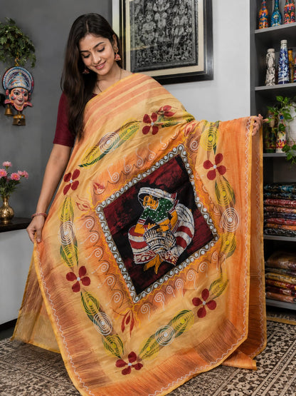 Hand-Painted Batik Handloom Saree for Women – Traditional Artisan Saree