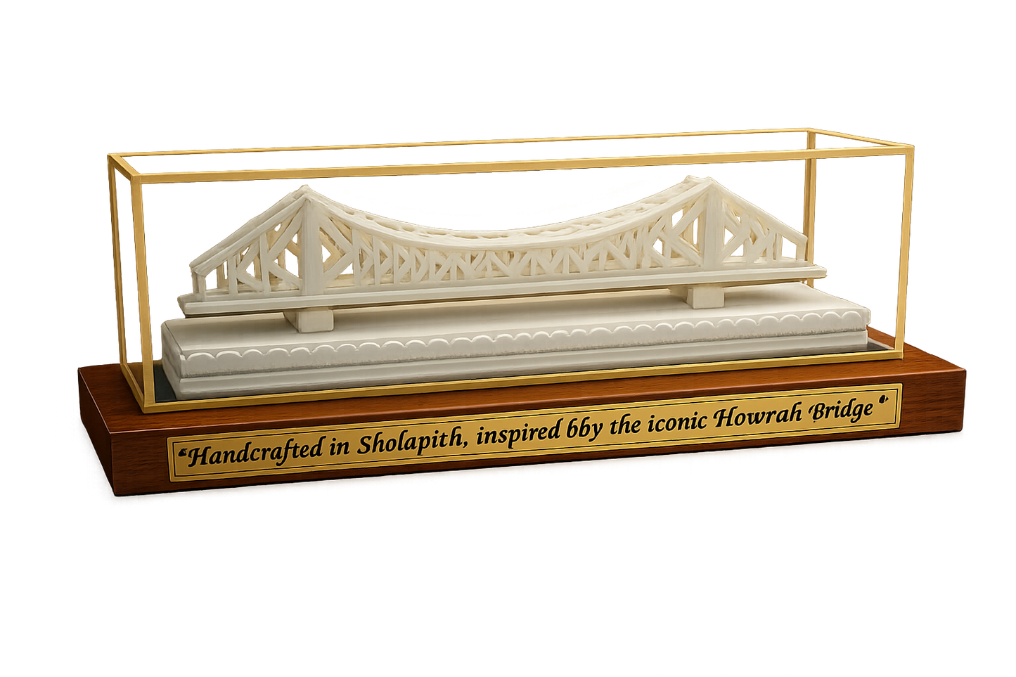 Sholapith Howrah Bridge Miniature in Frame – Handcrafted Bengal Home Decor