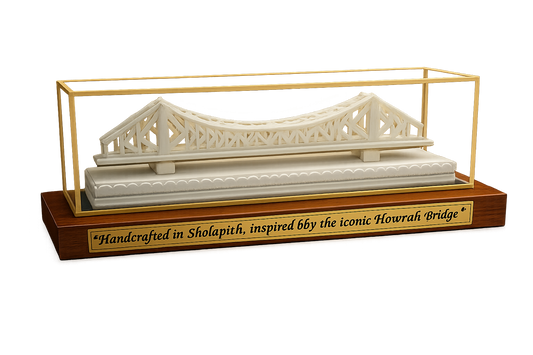 Sholapith Howrah Bridge Miniature in Frame – Handcrafted Bengal Home Decor