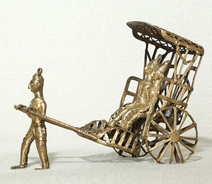 Handcrafted Dokra Royal Hand Pulled Rickshaw from Burdwan