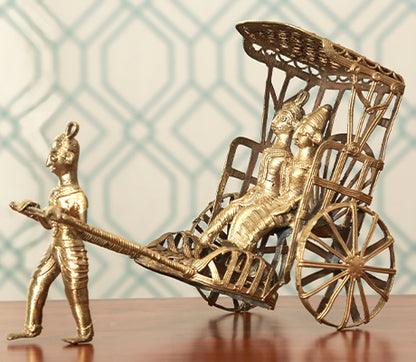 Handcrafted Dokra Royal Hand Pulled Rickshaw from Burdwan