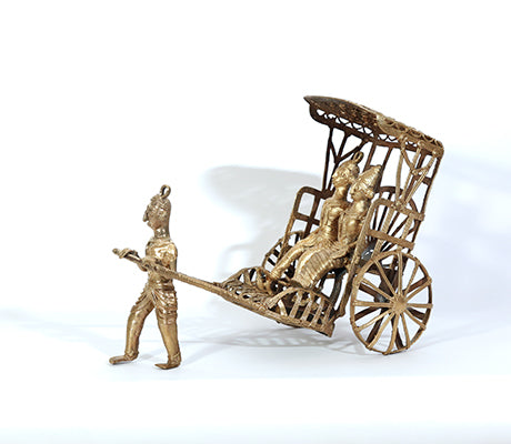 Handcrafted Dokra Royal Hand Pulled Rickshaw from Burdwan