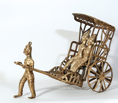 Handcrafted Dokra Royal Hand Pulled Rickshaw from Burdwan