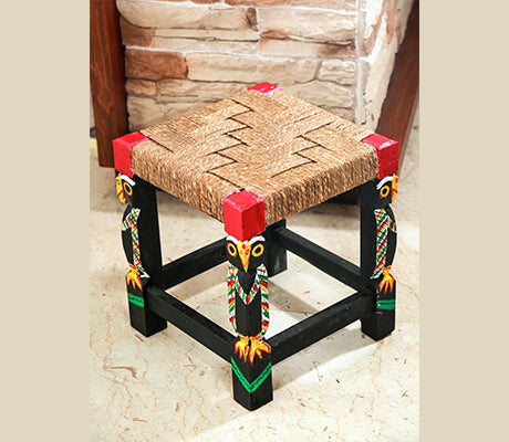 Wooden Stool - Handcrafted in Burdwan - Black