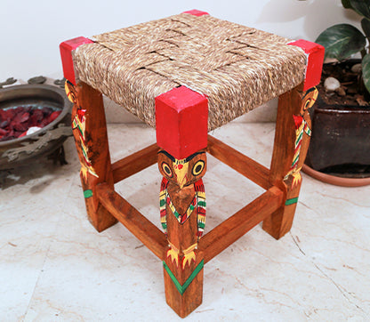 Wooden Stool - Handcrafted in Burdwan - Red