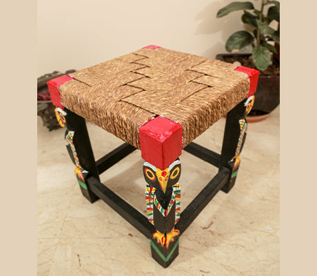 Wooden Stool - Handcrafted in Burdwan - Black