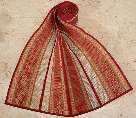 Madur Kathi Mats - For Yoga, Outdoor use, Blinds, Ethnic Floor Mats - Red with white border