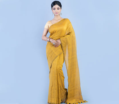 Handloom Saree - Mustard Yellow - ArtisanSoul
