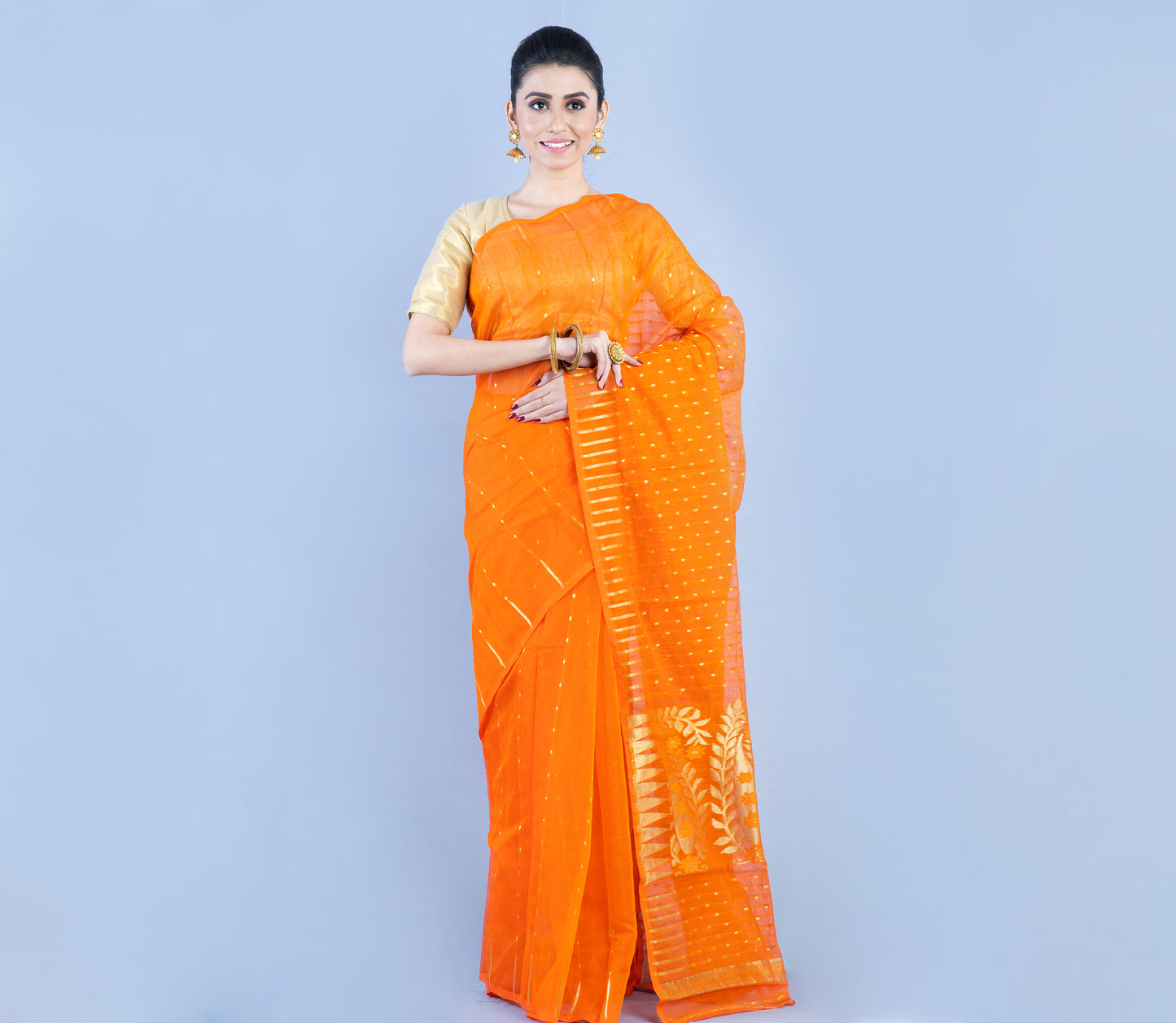 Handloom Saree with all over Zari Work - ArtisanSoul