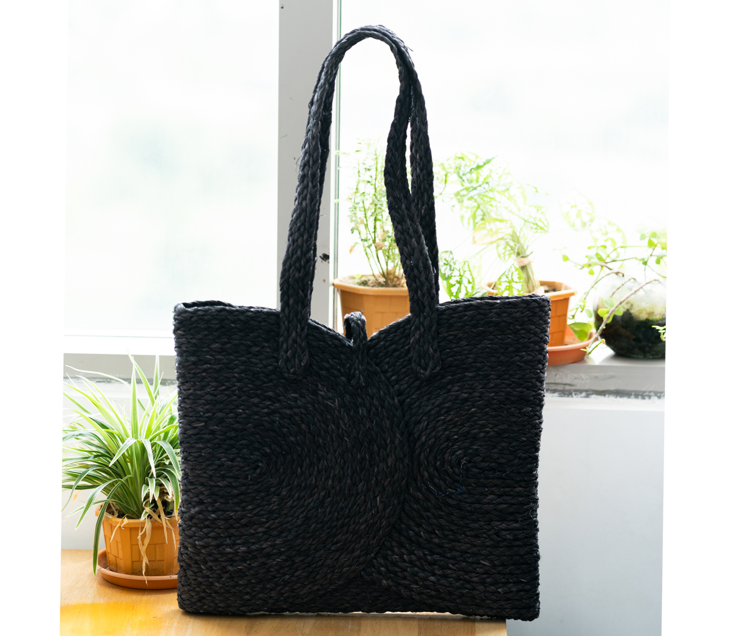 Multi Utility Bag of Sabai Grass - Black - ArtisanSoul