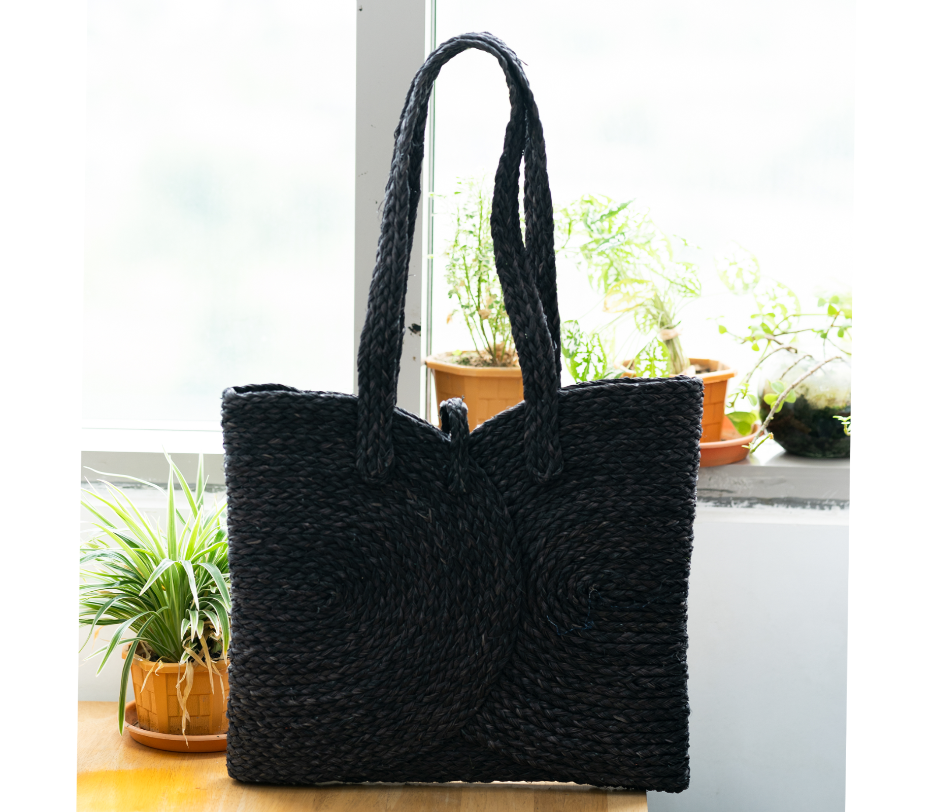 Multi Utility Bag of Sabai Grass - Black - ArtisanSoul