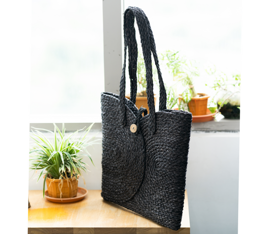 Multi Utility Bag of Sabai Grass - Black - ArtisanSoul