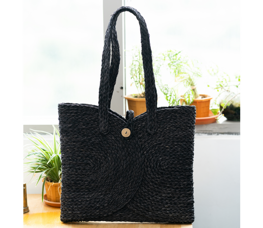 Multi Utility Bag of Sabai Grass - Black - ArtisanSoul