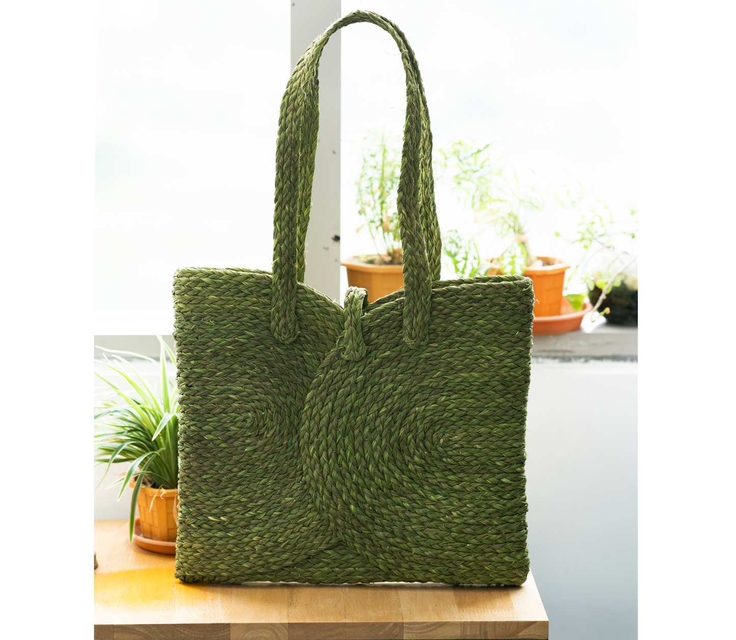 Multi utility bag of Sabai Grass - Olive green - ArtisanSoul