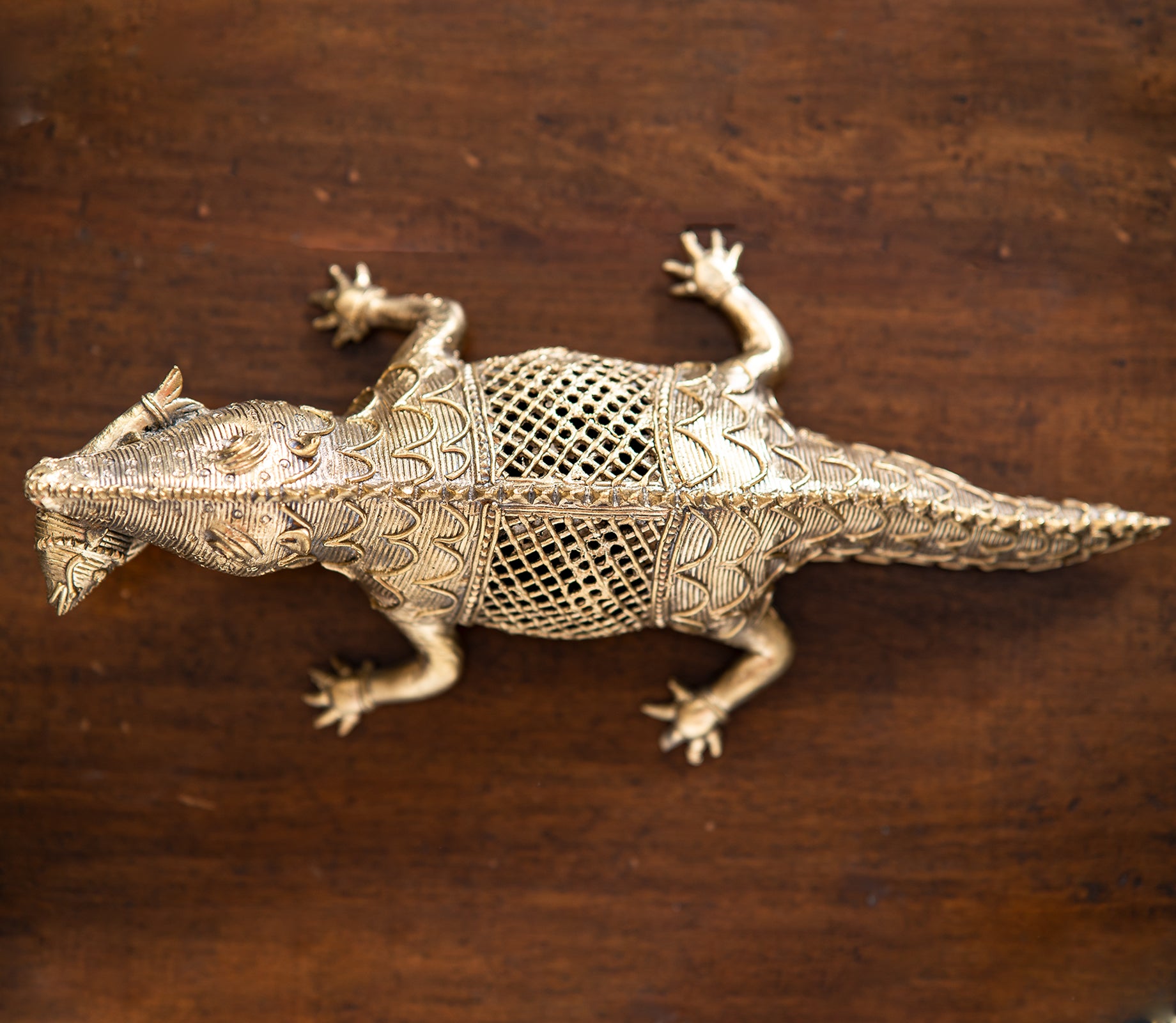 Authentic Dhokra Art from Odisha - Crocodile - ArtisanSoul